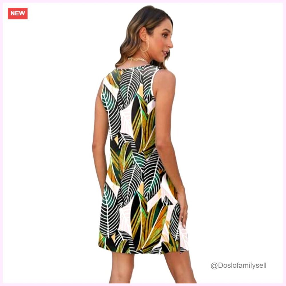 Summer Eyelet Sundress with Pockets, Sleeveless Knee-Length Casual Dress - Picture 6 of 6